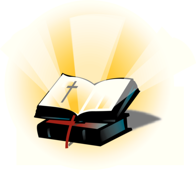 Open Bible - Open Bible With Cross Clip Art (400x346)