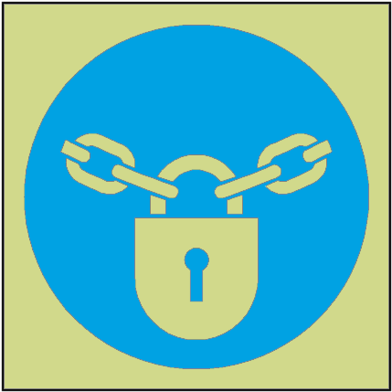 Keep Locked Symbol Door Photoluminescent Sign - Keep Locked Vinyl Safety Labels On-a-roll (480x480)