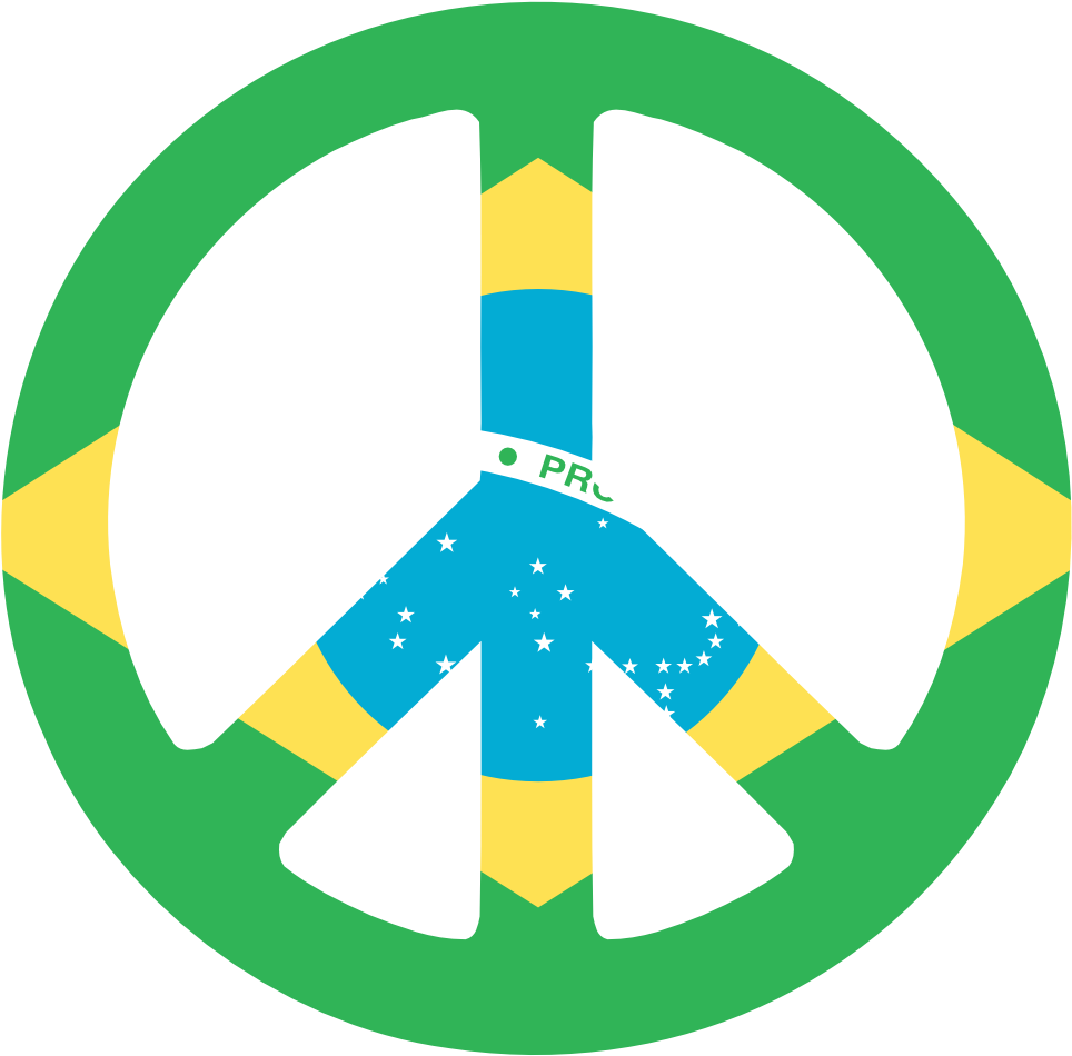 Brazil Peace Symbol Flag 3 555px 34 - Tie Dye Peace Sign Transparent (999x999)