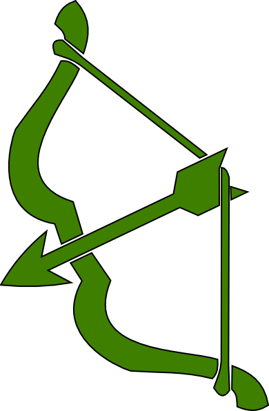 Green Bow N Arrow Clip Art At Clker - Bow And Arrow Clip Art (390x596)