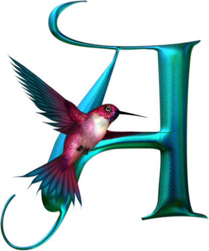 Flores Y Letras Para Decoupage - Letra A Con Colibri (416x500)