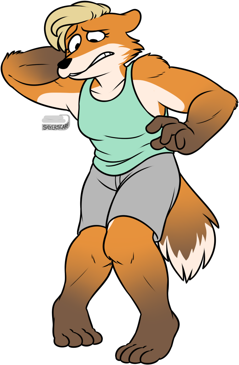 Huge Muscle Bound Fox Girl Who's - Cartoon (861x1202)