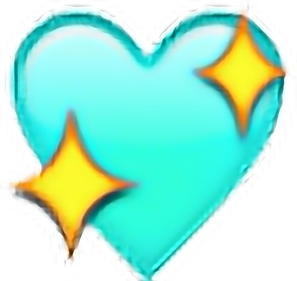 Emoji Blue Stars Sparkles Edit Tumblr - Mint Green Heart Emoji (432x408)