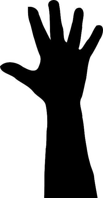 Silhouette, Finger, Arm, Black, Thumb - Raised Hand Clip Art (334x640)