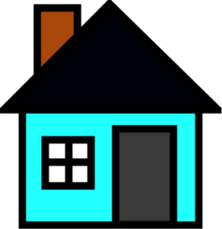 Housing - Teal House Clip Art (455x469)