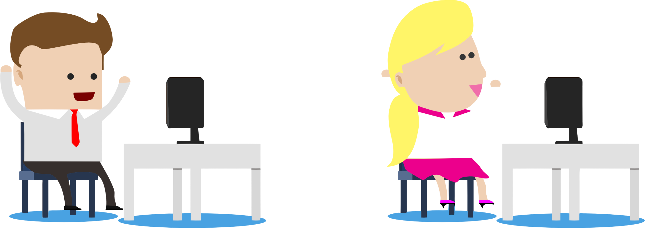 Clipart - Office Worker Cartoon Png (2066x732)