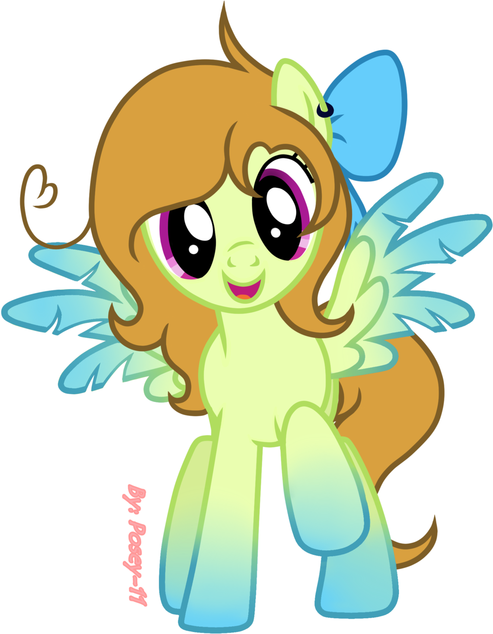 Posey-11, Bow, Colored Wings, Female, Hair Bow, Mare, - Cartoon (1024x1283)