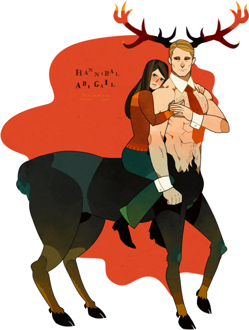 Stag Hannibal And Abigail By Freestarisis - Hannibal Abigail Fan Art (600x750)