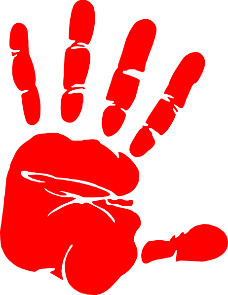 Red Hand Print Clip Art - Red Hand Print (462x598)