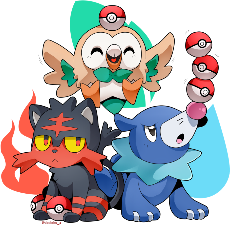 Rowlet, Popplio, And Litten - Popplio Rowlet And Litten (1024x1024)