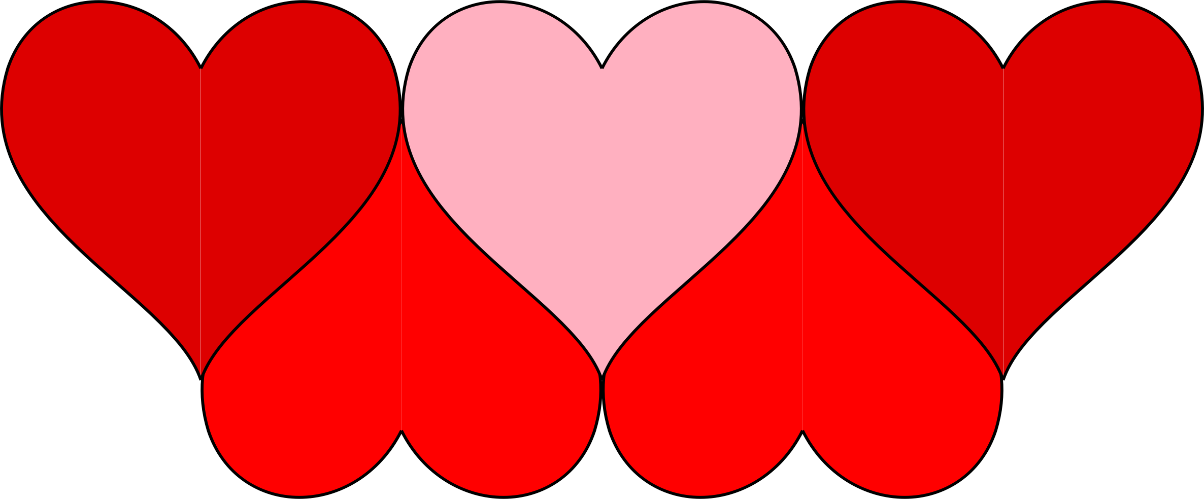 Hearts Doodle - Clip Art (2372x984)