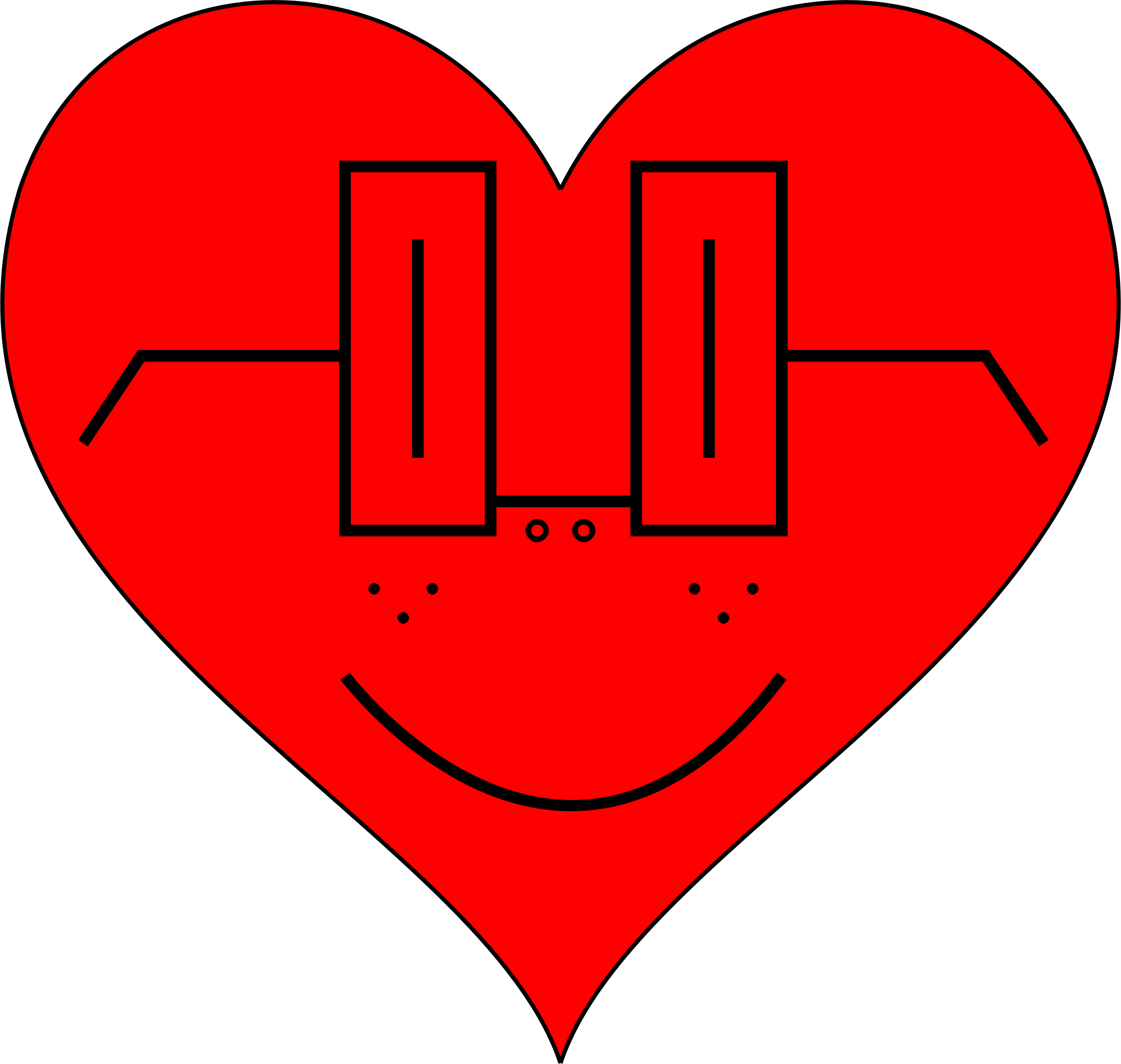 Heart Smiley Face - Heart Ekg Clipart (2310x2192)