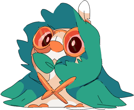 Rowlet Dressed Up As Decidueye - Meme Rowlet Its Spherical (500x428)
