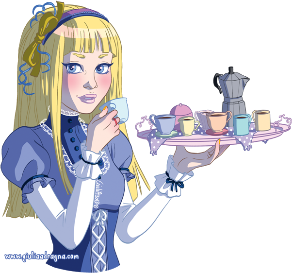 #coffee #party #tea #alice #wonderland #lolita #gothic - Cartoon (640x606)