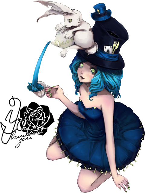 Alice In Wonderland Anime Mad Hatter As A Girl Download - Render Alice (583x752)