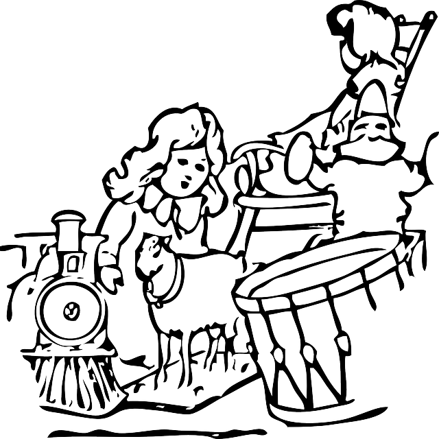 Cartoon Black, Outline, People, Kid, Girl, Kids, White, - Black And White Image Of Toys (640x640)
