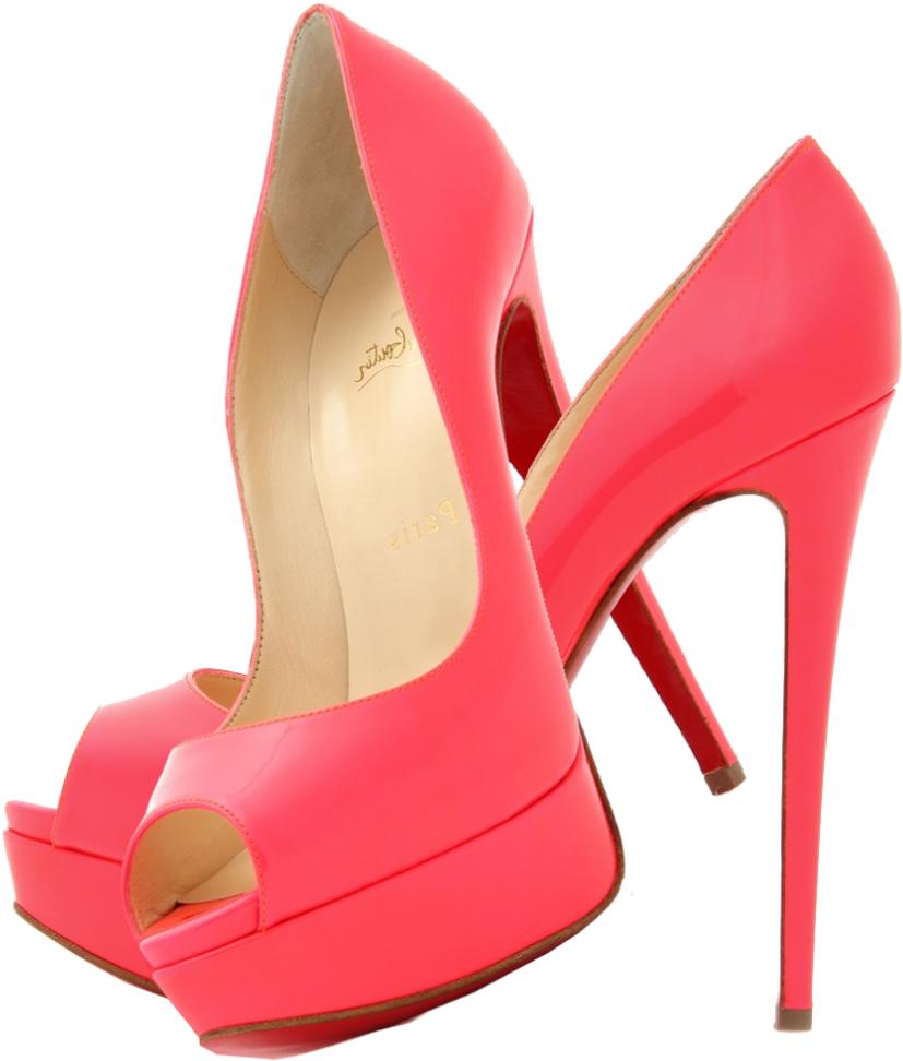 Christian Louboutin Florescent Pink Lady Peep Toe 150 - Christian Louboutin Peach Heels (938x1024)