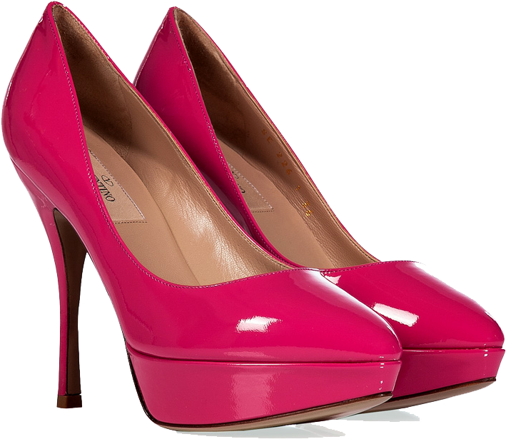 Valentino Pink Patent Leather Platform Pumps - Pink High Heels Transparent (900x659)