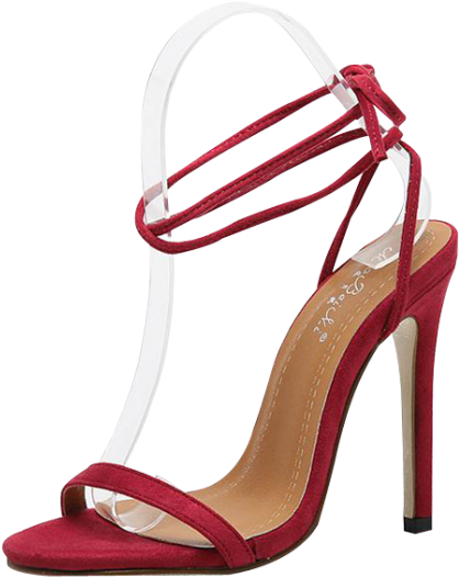 Sale Tie Up Stiletto Heel Flock Sandals - Women's Heels Summer Club Shoes Fleece Dress Stiletto (558x744)