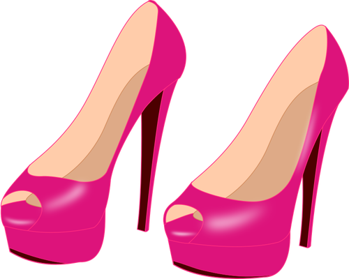 Shiny Shoes With High Heels - Pink High Heel Clipart (500x400)