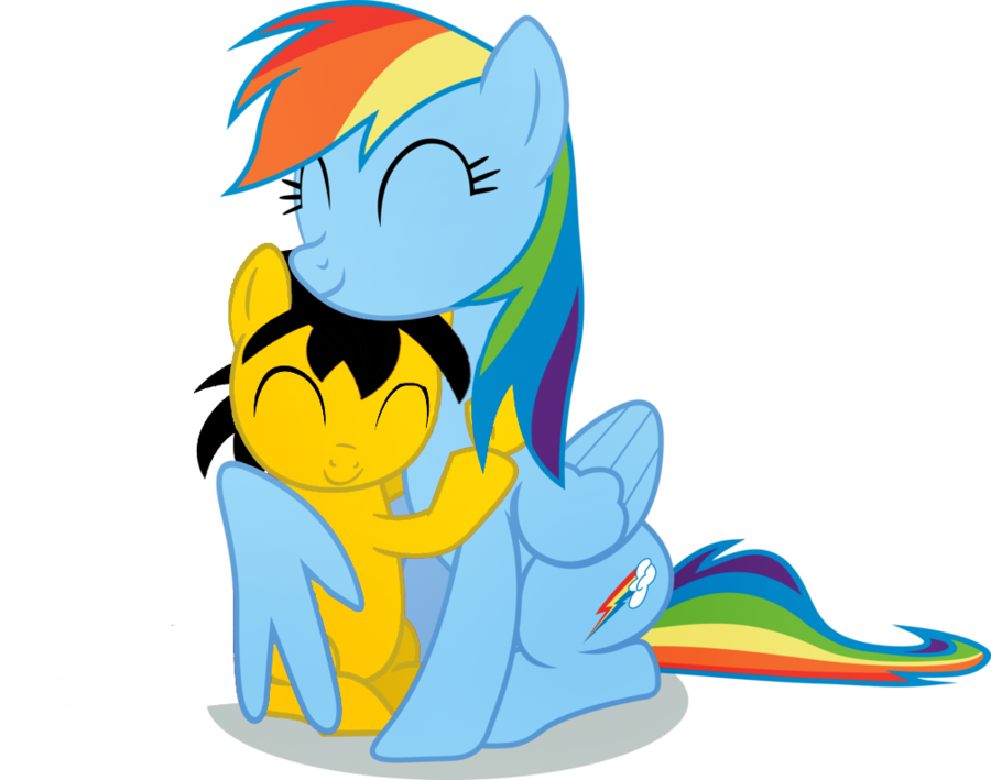 Request Roytheboy Oc Hugging Rainbow Dash By Mirry92 - Rainbow Dash Scootaloo My Little Pony Friendship Cute (900x709)