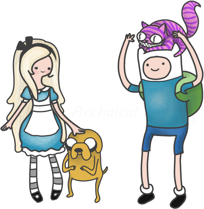 Adventure Time, Alice In Wonderland, And Jake Image - Alice In Wonderland Adventure Time (900x884)
