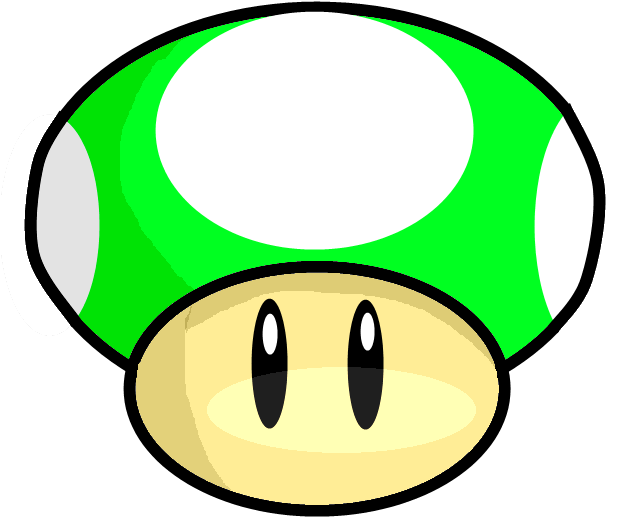 Mario Items - 1 Up Mushroom Mario Transparent Background (631x542)