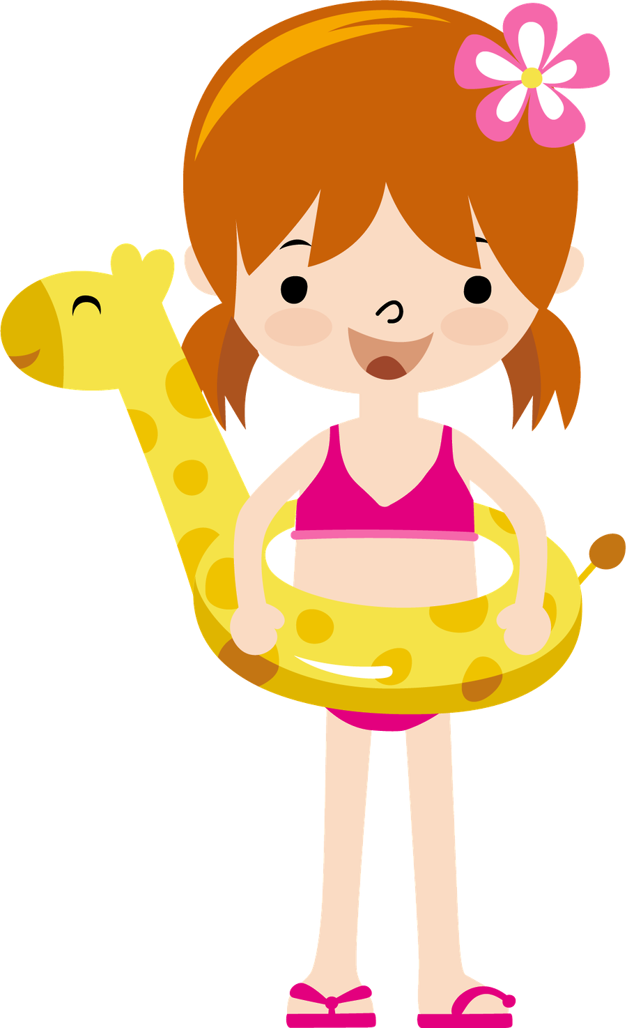Summer Little Girl Clip Art - Beach Girl Clipart (900x1474)