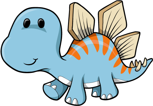 Baby Blue Dinosaur Wall Decal - Cute Cartoon Dinosaur Drawing (532x422)