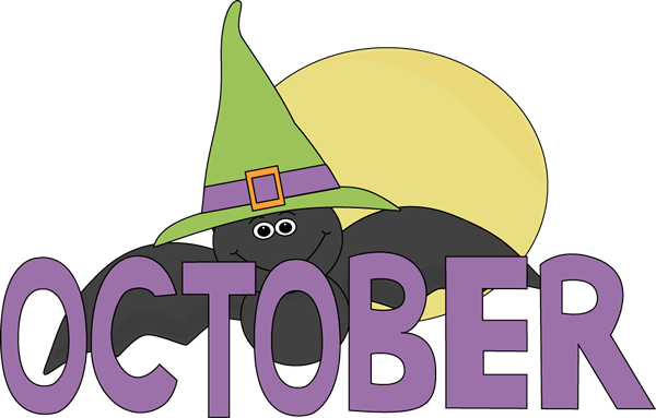 Month Of October Halloween Bat Clip Art Month Of October - October Clipart (600x383)