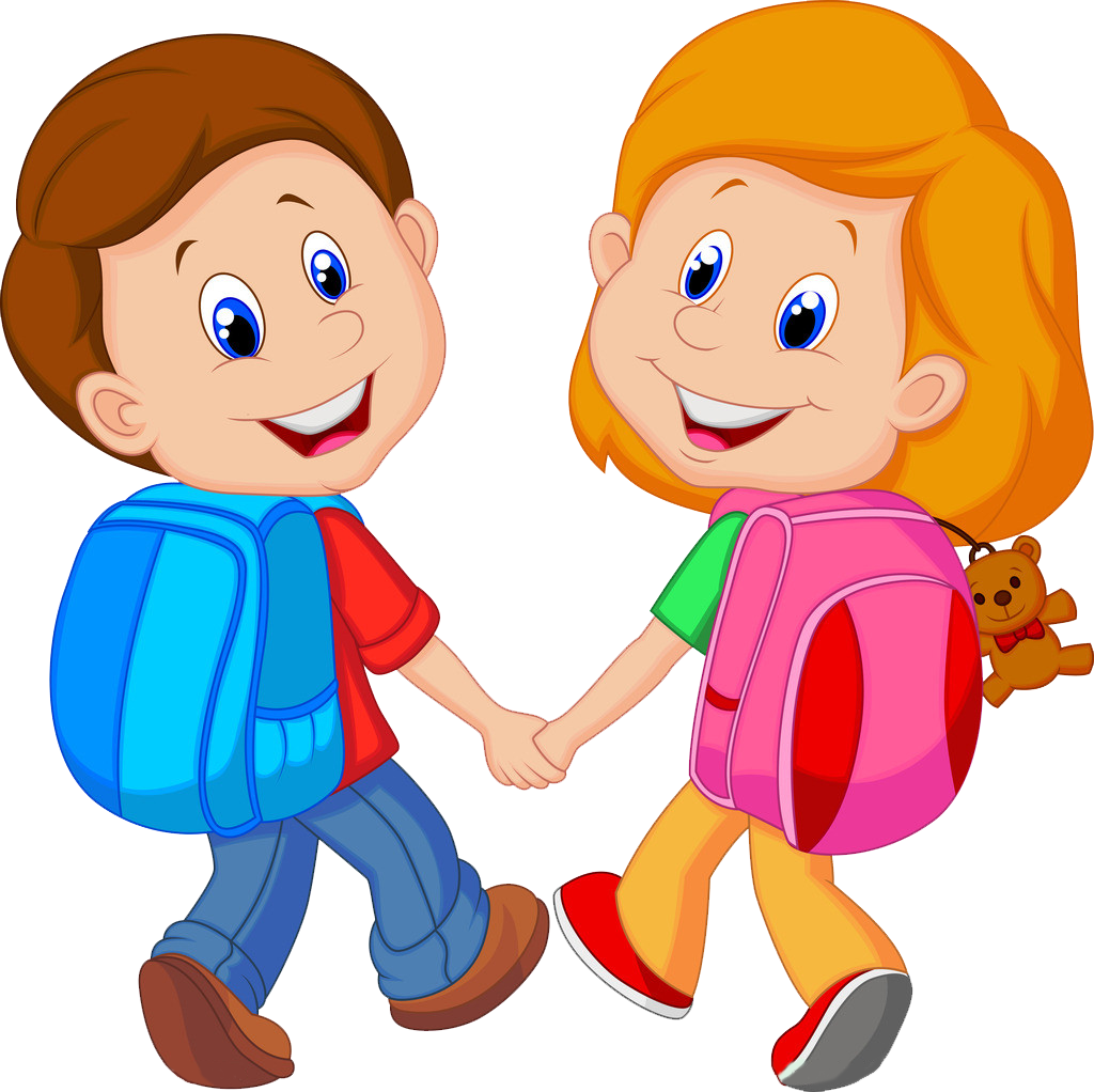 Backpack Child Cartoon Clip Art - Boy And Girl Cartoon (1024x1022)