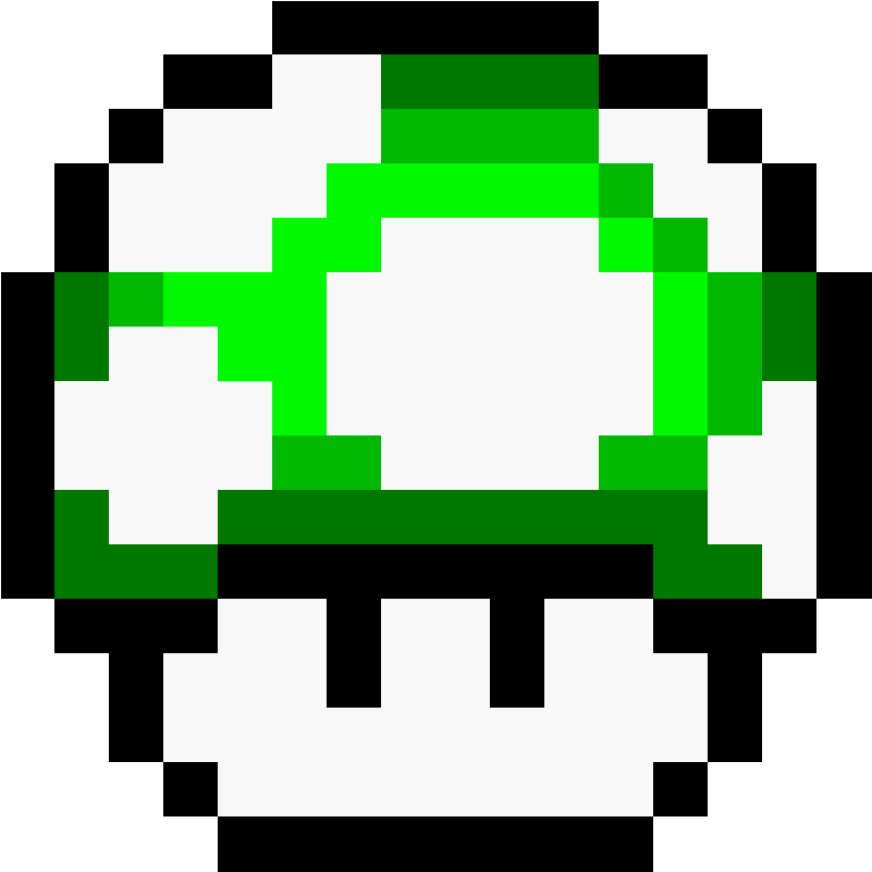 Super Mario World, 1-up Mushroom - Mario Mushroom 8 Bit Transparent (1000x1000)