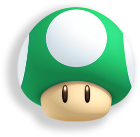 1-up Mushroom - Super Mario Green Mushroom (500x450)