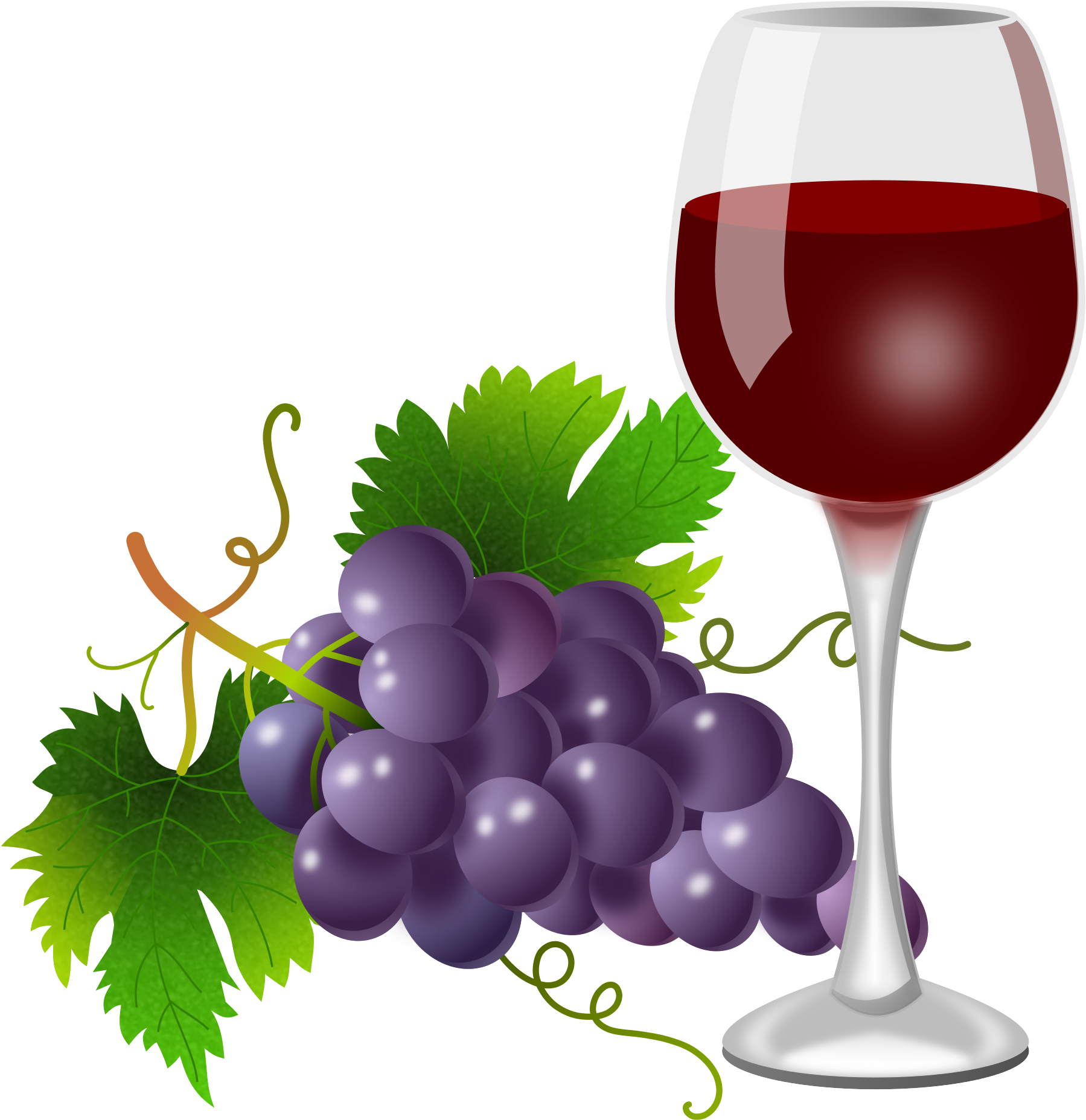 Purple Grapes And Wine Glass Clipart Everyday Foods - Wine Glass With Grapes Clip Art (2200x2276)