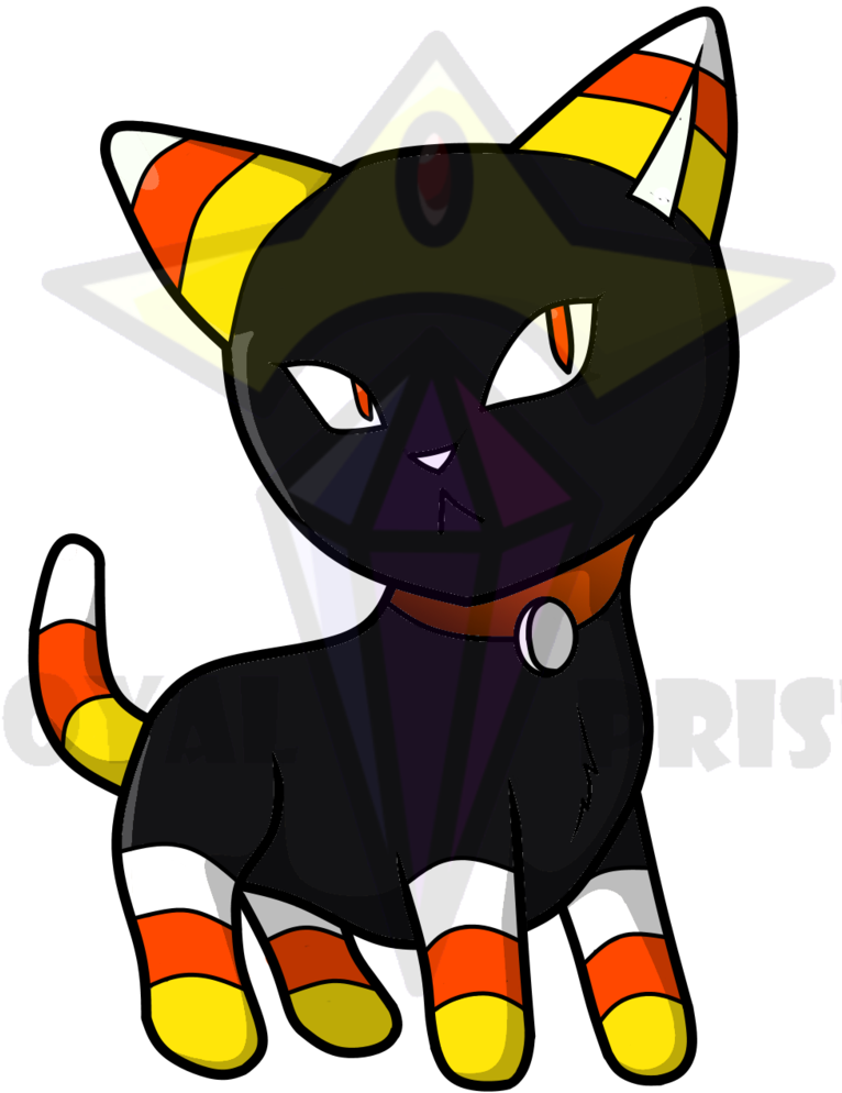Black Candy Corn Kitten Adopt - Cartoon (765x1045)