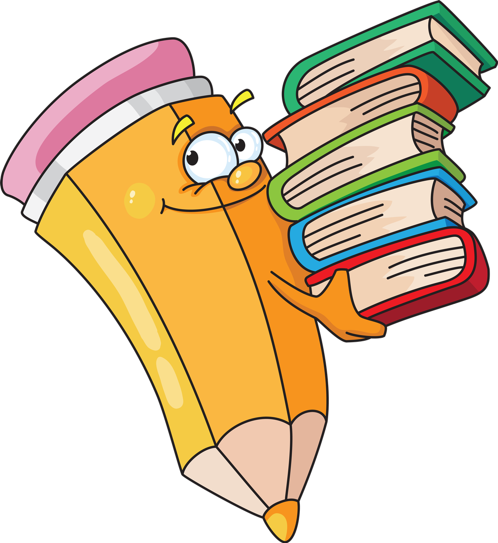 Pencils And Books Cartoon (1000x1090)