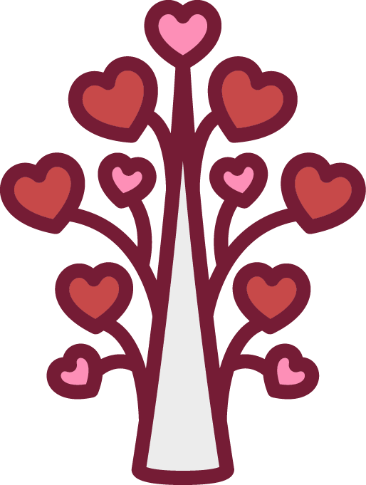 Hand Drawn Heart-shaped Pattern Tree - Heart (514x681)
