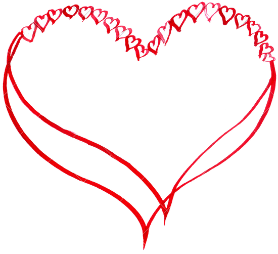 Hand Drawn In The Form Of Hearts - Heart (550x502)