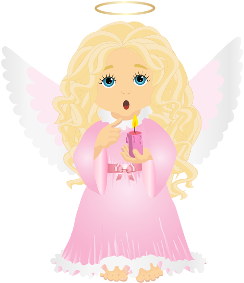 Cute Blonde Angel With Candle Transparent Png Clip - Angel (524x600)