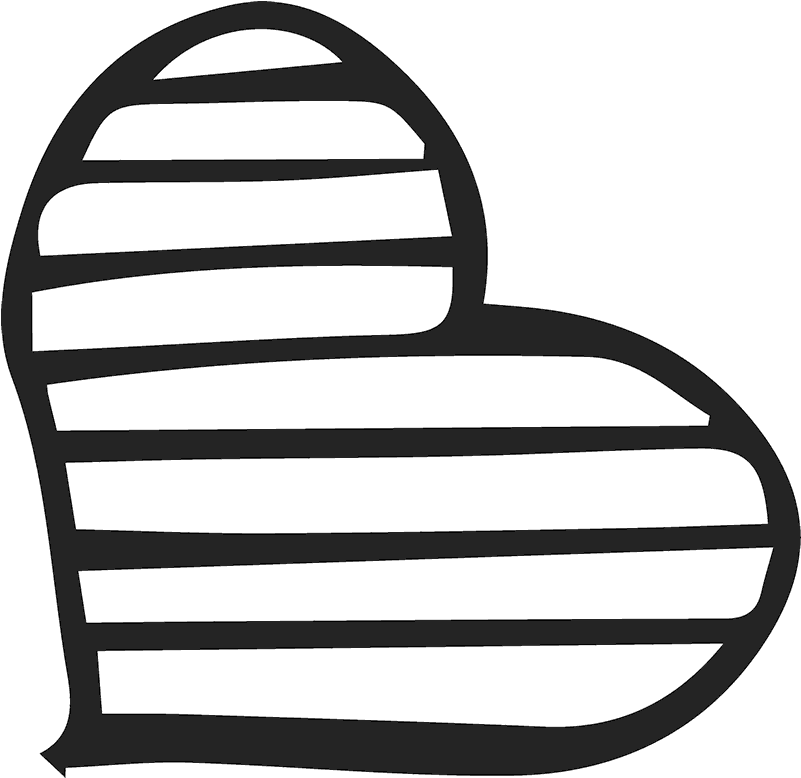Handdrawn Striped Heart Stamp - Striped Heart (800x800)