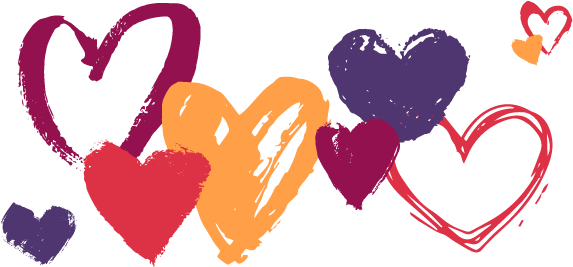 Hand-drawn Hearts In Various Colours - Hand Drawn Heart Png (580x270)