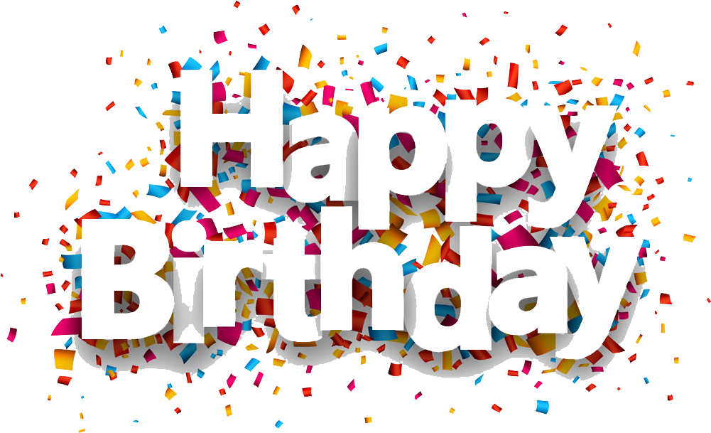 Happy Birthday With Confetti Design - Happy Birthday Png Text (1000x615)