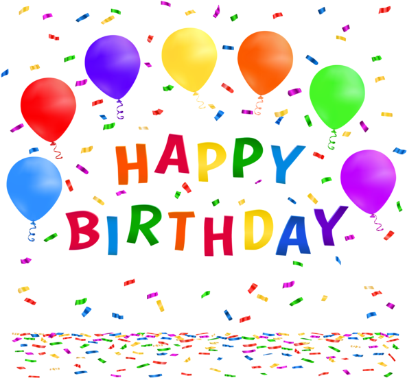 Happy Birthday With Confetti Png Clip Art Image - Happy Birthday Confetti Png (600x558)