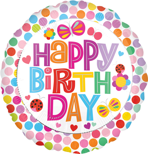 18" Happy Birthday Flower Standard Foil Balloon - Anagram 18 Inch Circle Foil Balloon - Happy Birthday (500x500)