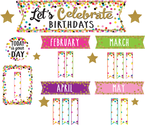 Confetti Happy Birthday Mini Bulletin Board - Lets Celebrate Birthdays (580x580)