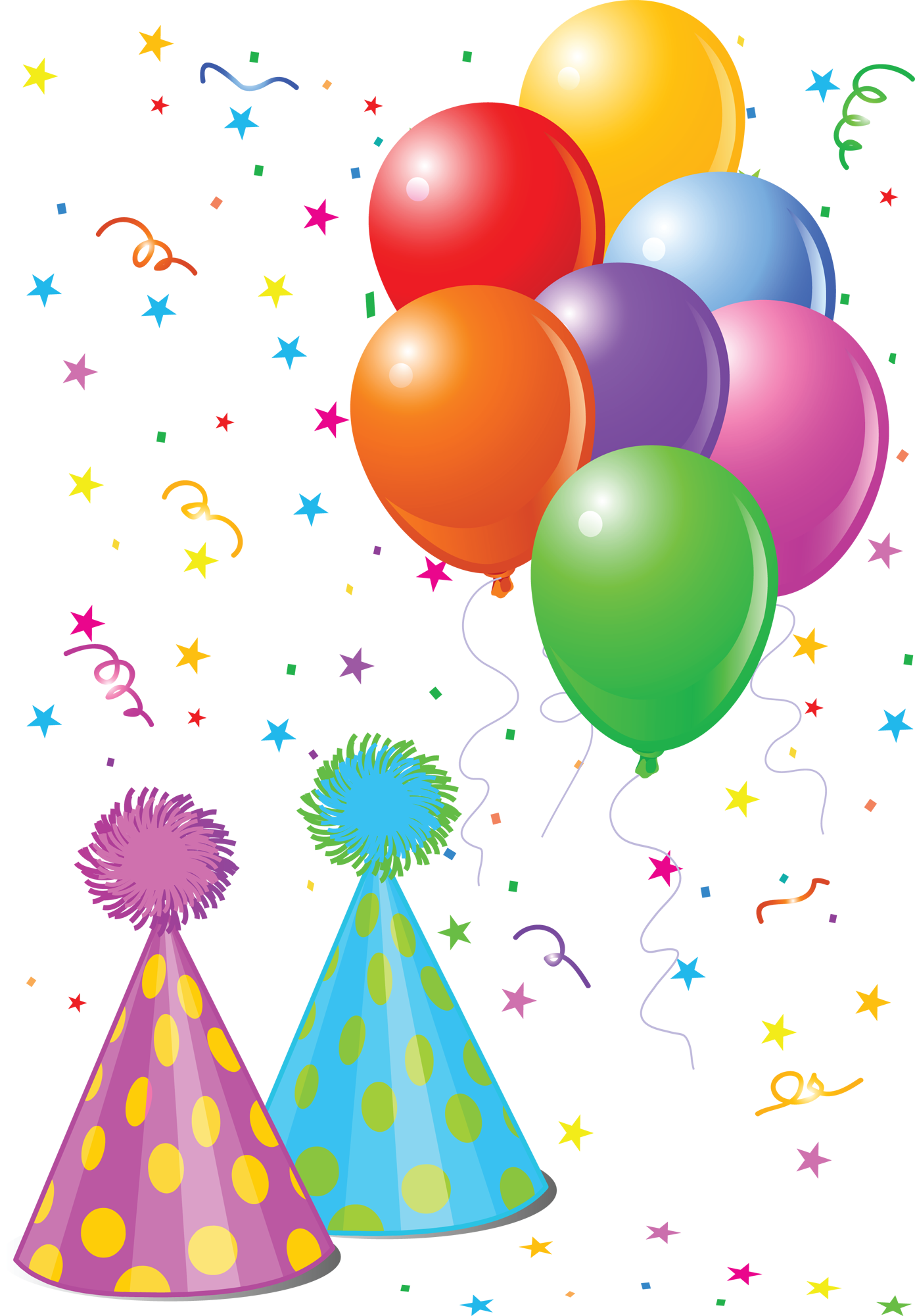 Balloons - Party Hat And Balloons (1392x2000)