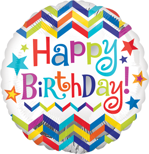 18" Happy Birthday Chevron Star Foil Balloons - Happy Birthday Foil Balloon (500x500)
