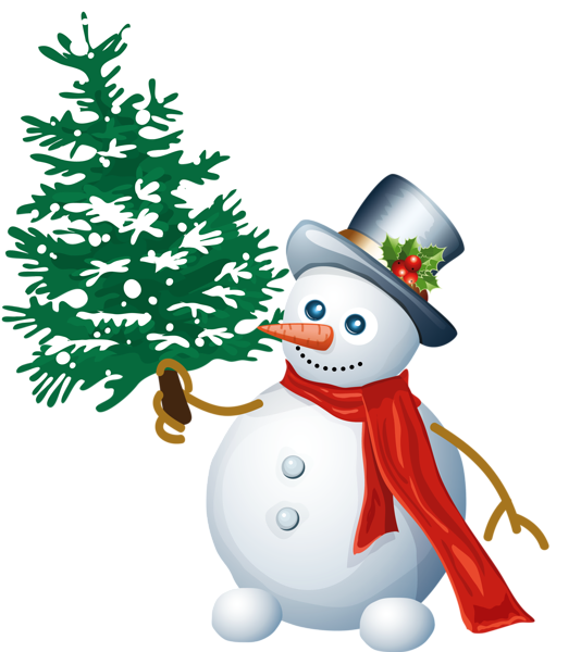 0, - Snowman And Christmas Tree Clipart (712x800)