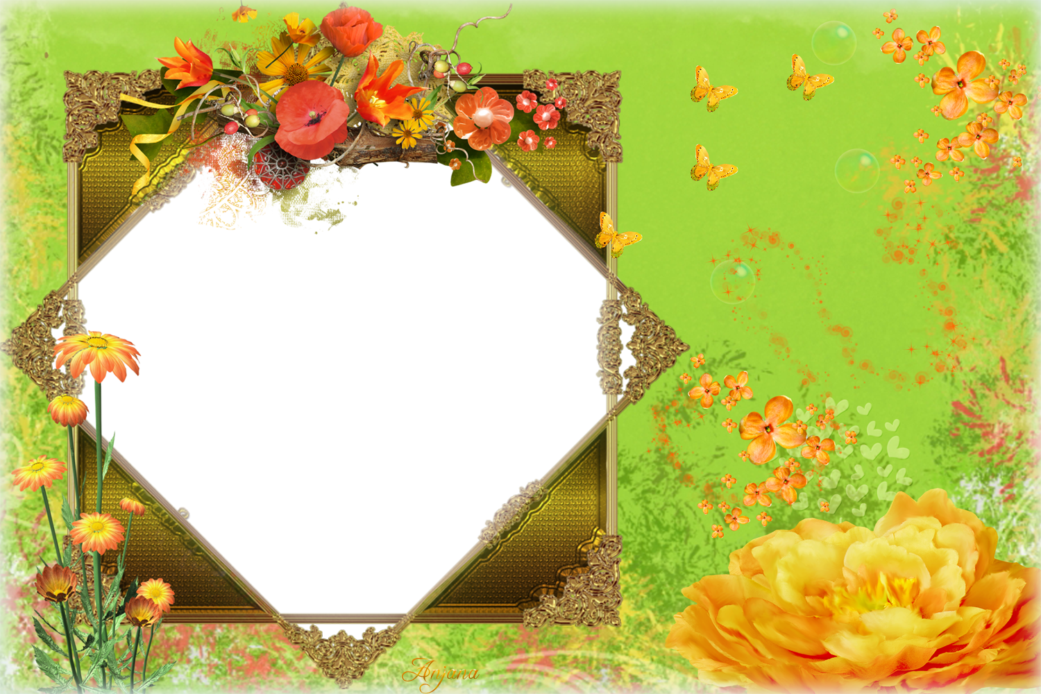 Beautiful Flowers Frames Photo Image Collections - Beautiful Photo Frame Png (1500x1000)
