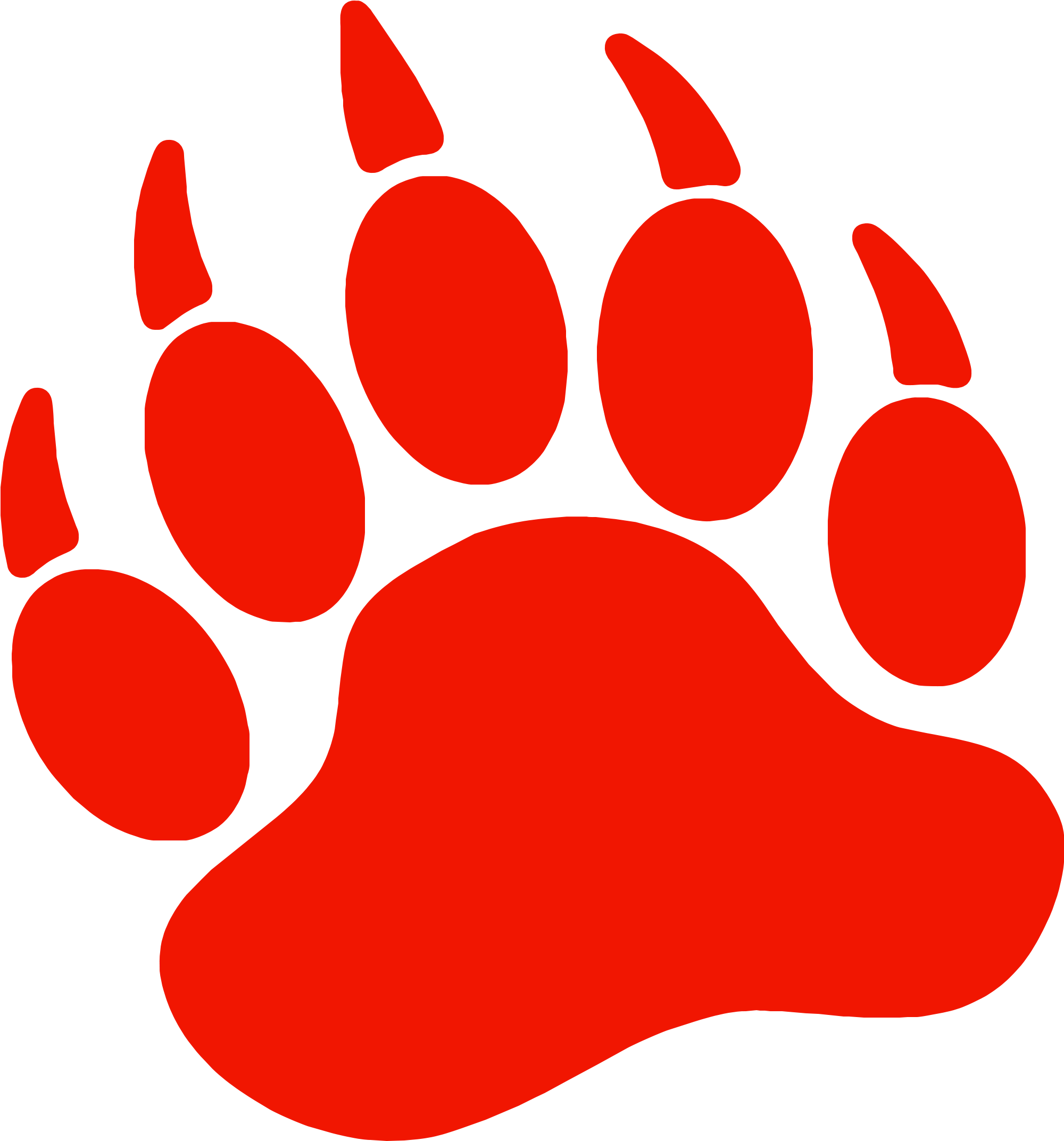 Bear Paw Dog Printing Clip Art - Red Bear Paw Print (2400x2400)